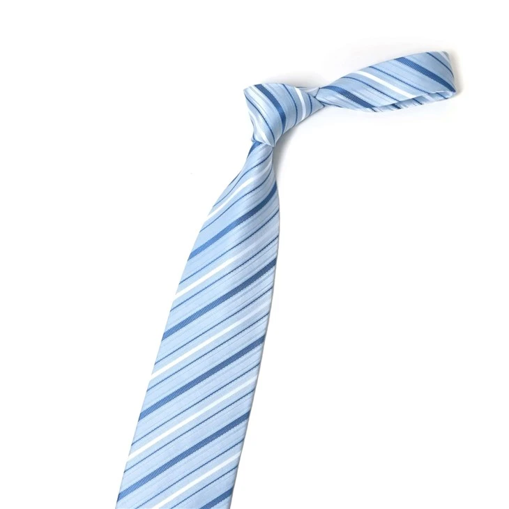 Mixed Weave Light Blue Jacquard Stripe Tie